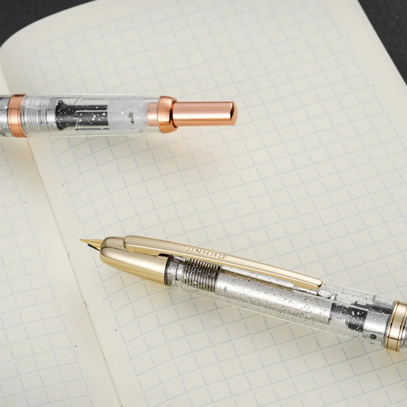 Pióro wieczne JINHAO 20 z mechanizmem wyciągania wkładu, stalówka EF F N, limitowana edycja, kolor zielony, czerwony, złoty, klips, pióro do pisania, do szkoły, biura. — zdjęcie produktu 5