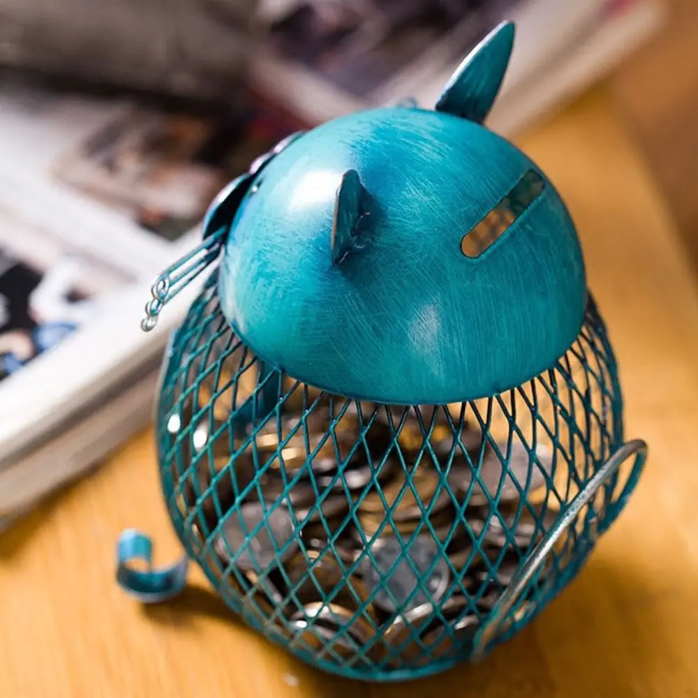Handcrafted Iron Material Coin Bank Handmade Animal Design Decorative Ornament Bank Box Owl Shaped Cat Coin Box Home Decor