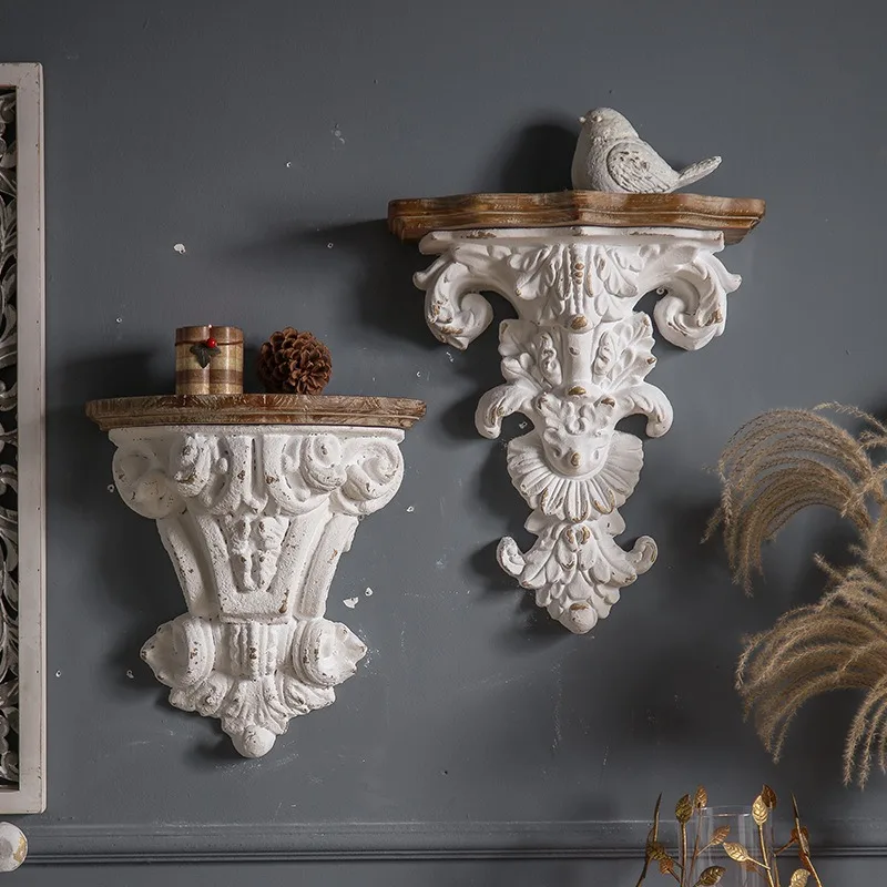 

Wall Decoration Storage Rack Small Fl ower Rack Wall Hanging in Flower Shop Vintage Distres sed Embossed Shelf Shop Decorations