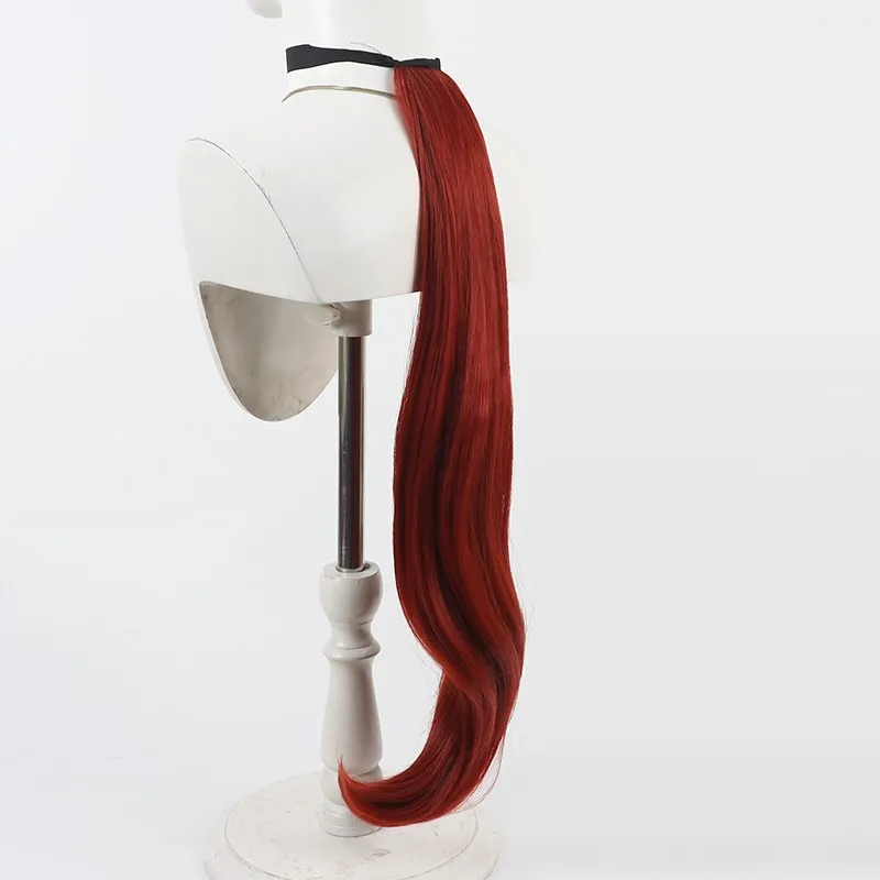 Umamusume bonito derby vermelho sonho cosplay peruca orelhas e cauda feminino vermelho longo cabelo reto com franja anime adereços de festa de halloween
