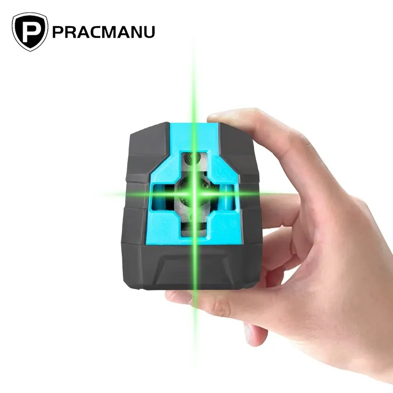 Pracmanu 2 Lines Laser Level Self-Leveling Horizontal & Vertical Cross Line Green Beam