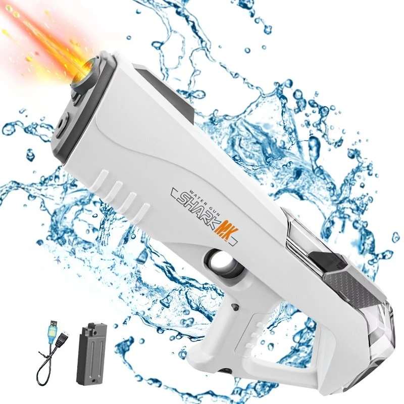 Electric Water Gun with Light Up Children Rechargeable Burst Automatic Absorb Water Water Guns Summer Outdoor Pool Toys for Kids