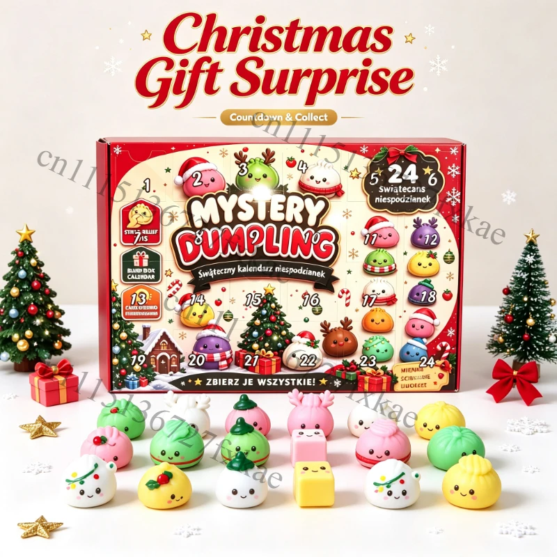2026 Christmas 24 Days Countdown Squishy Advent Calendar Surprise Box Dumpling Slow Rebound Squishies Squeeze Sensory Gift