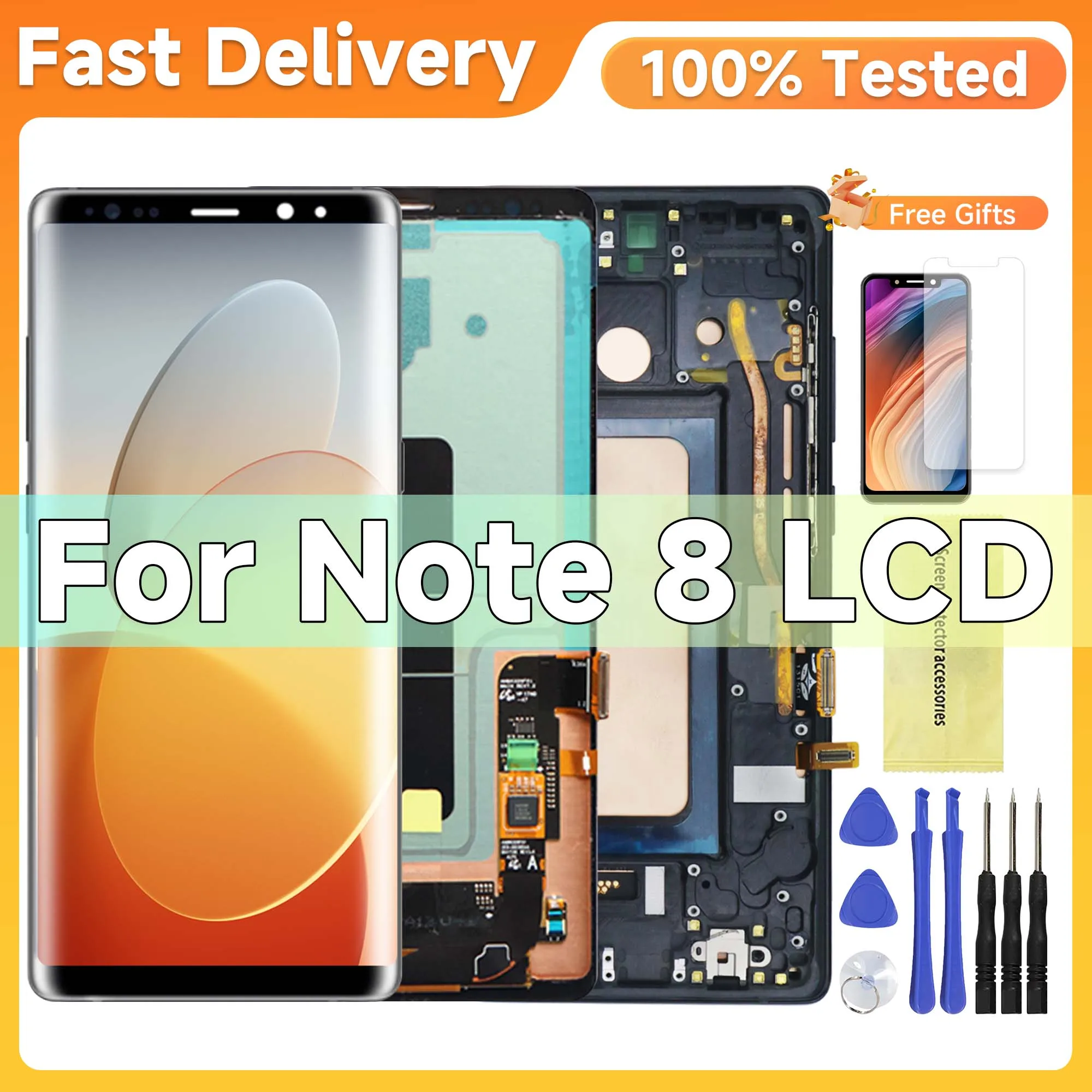 

TFT Note 8 For Samsung Galaxy N950 N950F N9500 LCD Display Touch Screen Digitizer Assembly Replacement Parts with Frame