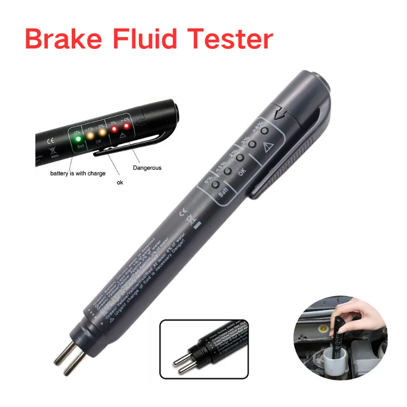 Popularl Brake Fluid Tester Pen 5 LED Indicator Accurate Oil Quality Diagnostic Tool for DOT3 DOT4 DOT5.1 Automotive Testing