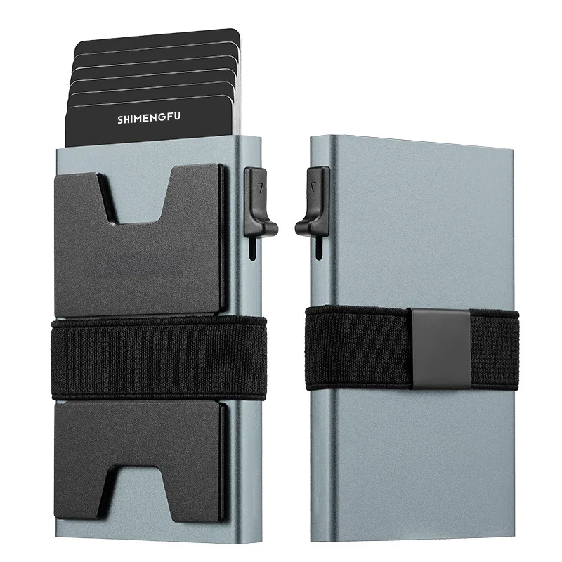 Custom Aluminum RFID Blocking Wallet Anti-Theft Credit Card Holder Fashion Leather ID Badge Decorative Metal Business