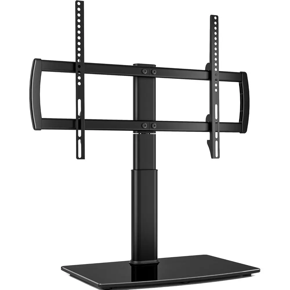 

Поворотная подставка для телевизора/настольная подставка для телевизоров от 32 до 65 дюймов, поворот на 80 градусов, регулировка высоты в 4 уровнях, основание из закаленного стекла, с функцией фиксации.