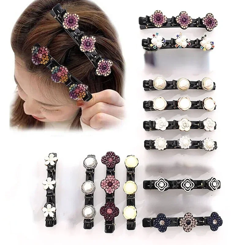 Heallor Pearl Flower Braid Hair Duckbill Clips Styling Tool Hairpin Side Bangs Clip Ladies Girls Butterfly Clip a forma fissa Toot