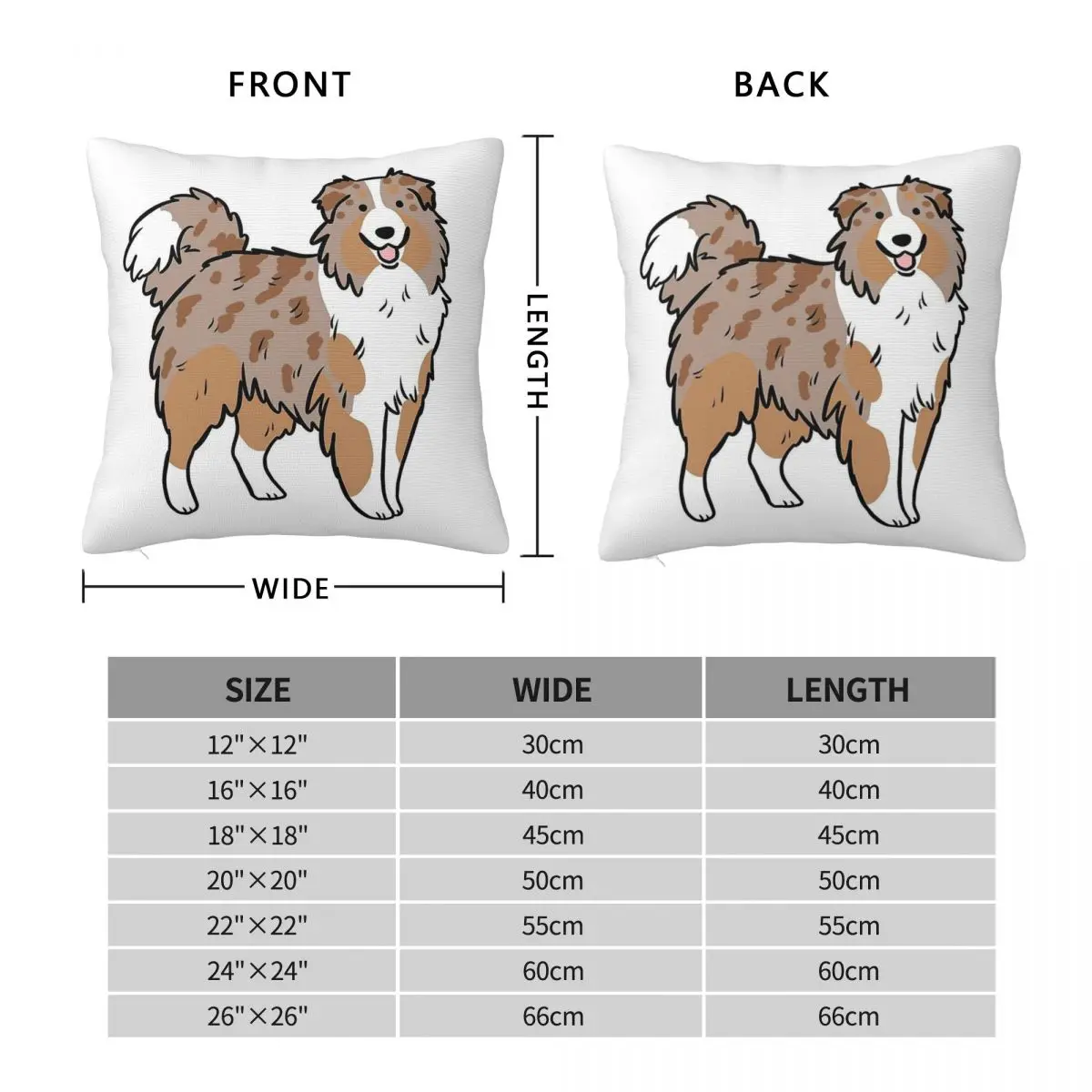 Red Merle Australian Shepherd Square Pillowcase Polyester Linen Velvet Pattern Zip Decor Sofa Cushion Cover 18