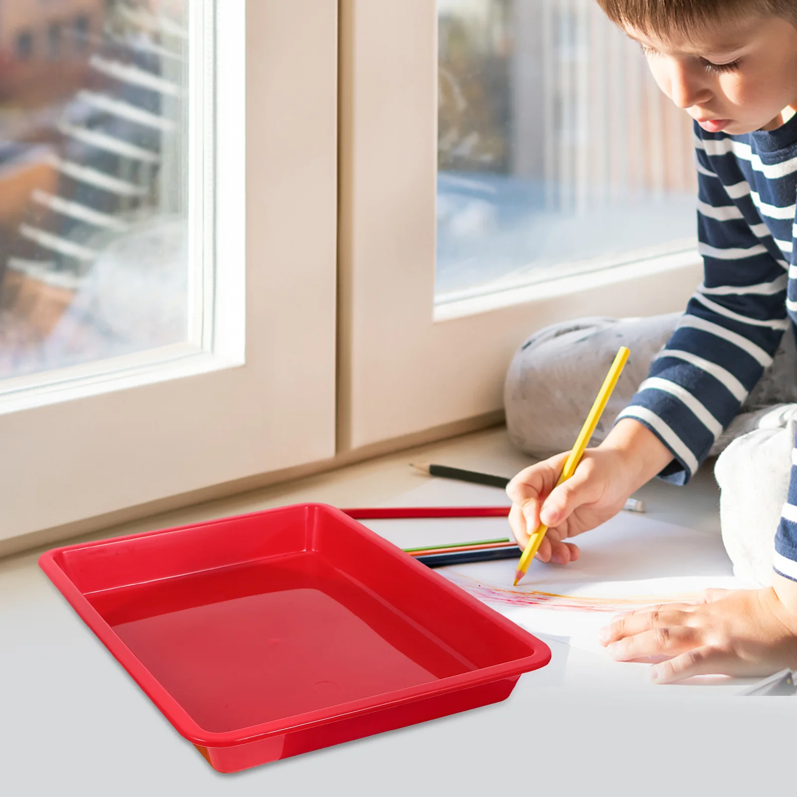 

4Pcs Colored Stationery Storage Tray PP Compact Portable for Kindergarten Classroom Art Crafts Organizing Serving