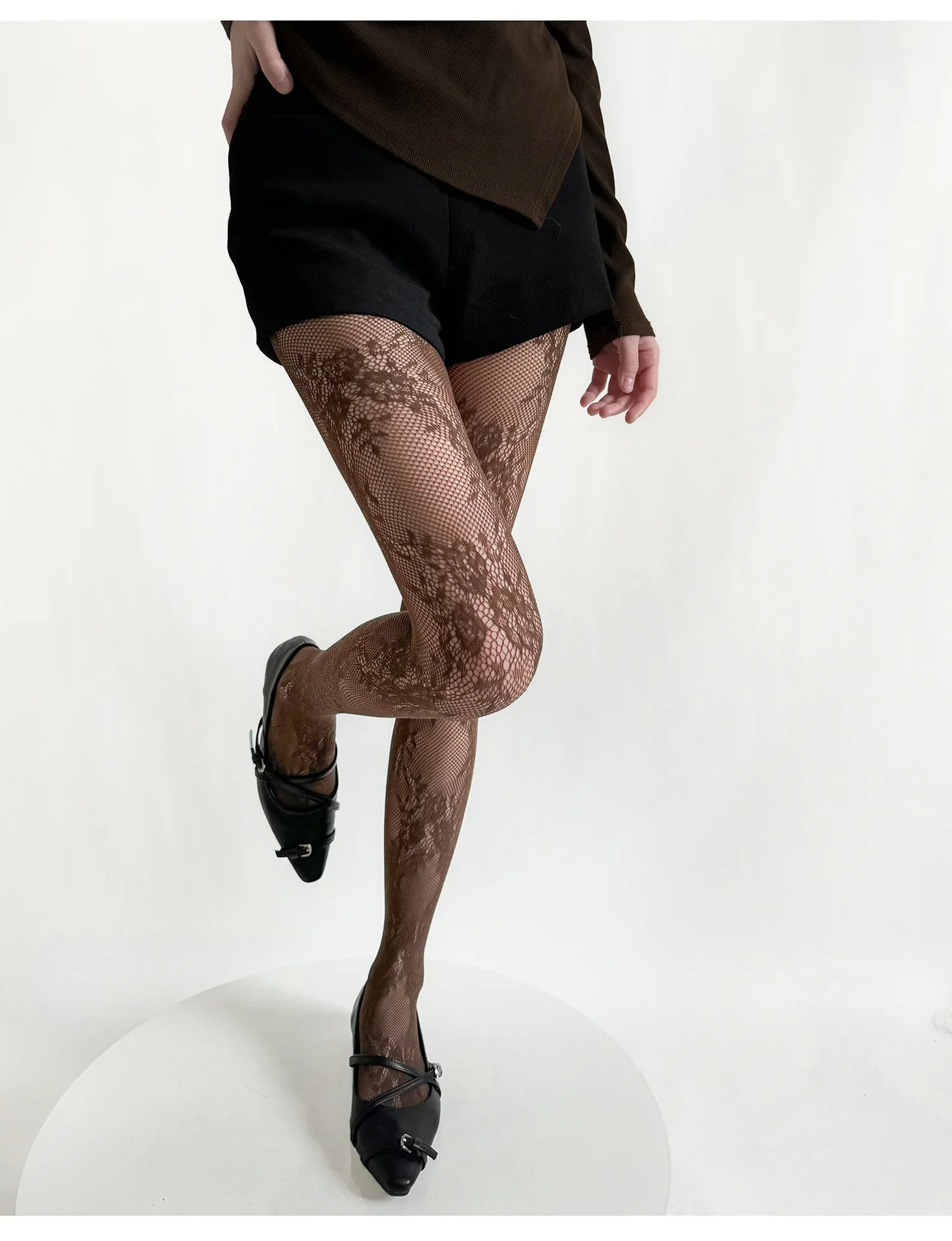 Sommer Damen Sexy Netz-Spitzen-Strümpfe mit Blumenmuster, Overknee-Strümpfe, Netzstrümpfe, Modische Retro-Blumen Mädchen Alltags-Strumpfhose – Detail 8