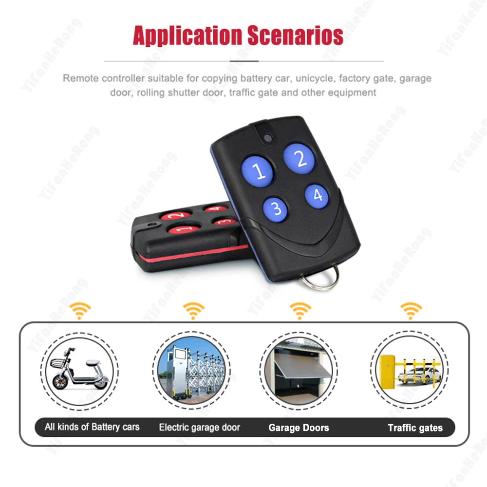 Controle remoto multi-frequência para Garage Gate Door, duplicador de cópia elétrica, clonagem automática, controlador 433MHz