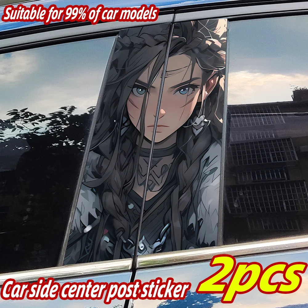

Viking Girl Car Stickers Auto B-pillar Car Center Column Decor Cover Scratches Waterproof Sunscreen Vinyl Decals Accessories