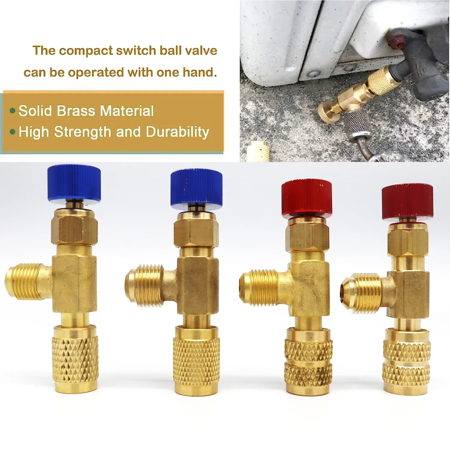 Copper Refrigerant Filling Valve, Freon Liquid Safety Valve para ar condicionado, Função de proteção de segurança, R22, R410