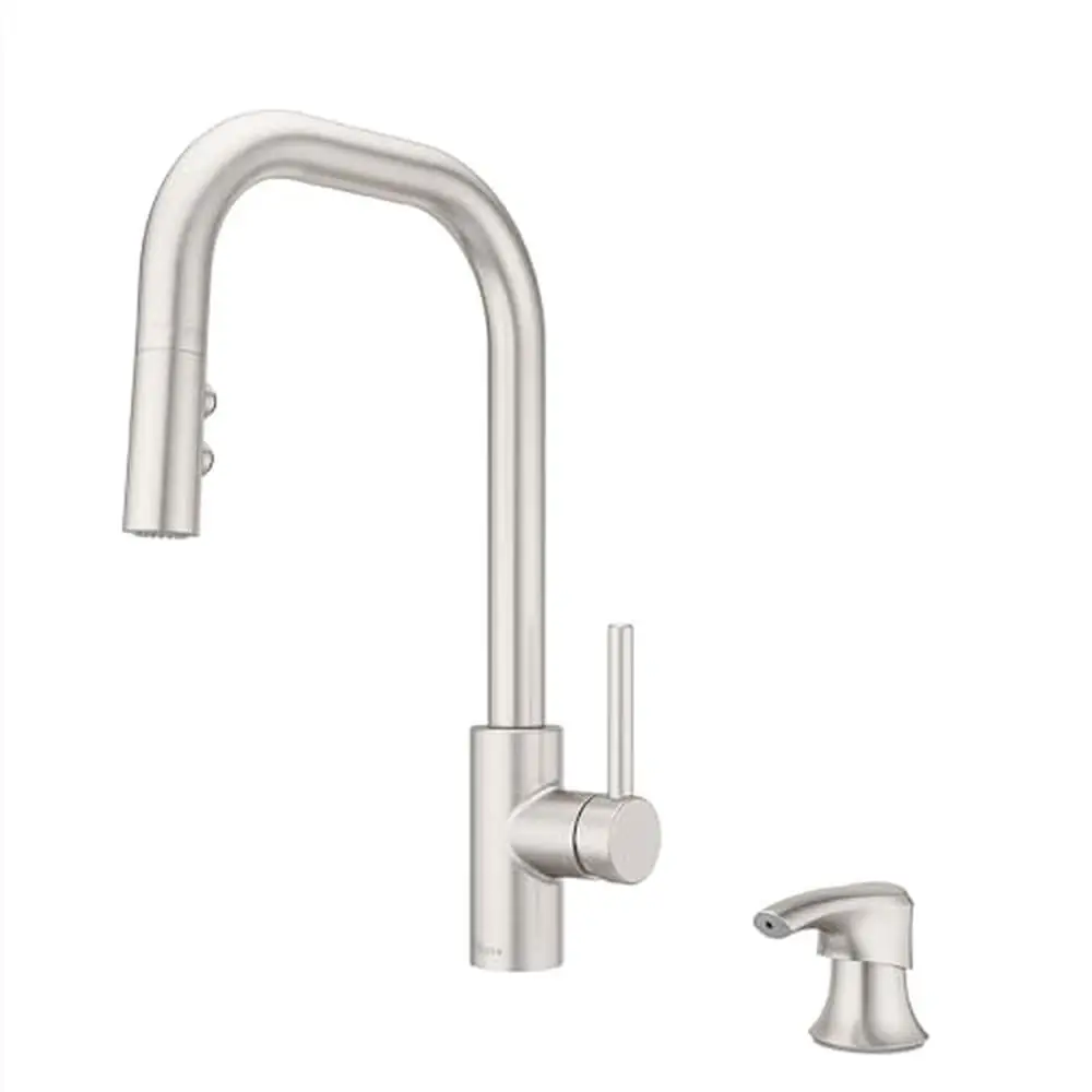 Pull Down Kitchen Faucet High Arc Single Handle Spot Defense Stainless Steel Finish MagnePfit Docking 3 Water Settings SoloTilt