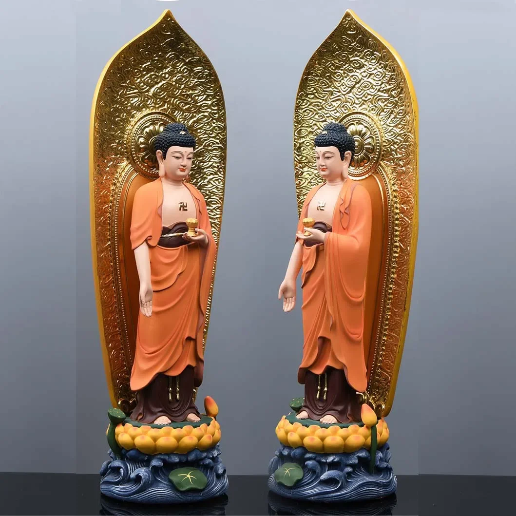 Large 52CM Buddhist believer HOME Shrine protection Buddhism Worship Standing Amitabha color Buddha statue