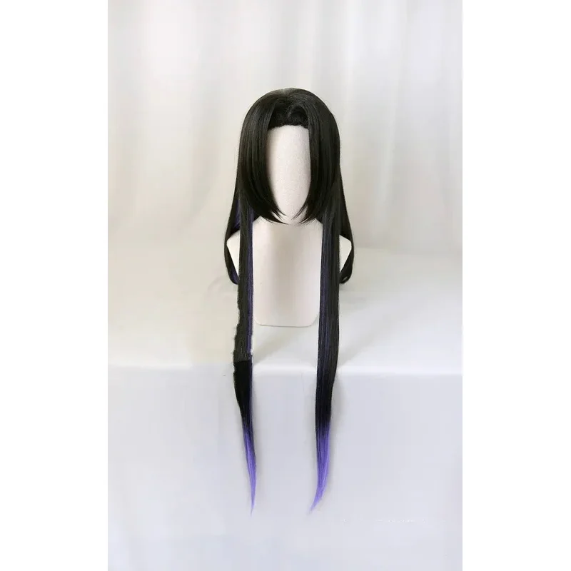 Kochou Kanae Demon Slayer Kimetsu No Yaiba Cosplay Black Purple Wig Straight Synthetic Hair Butterfly Headwear Costume Wigs