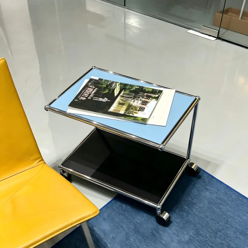 Metal Wheel Side Tables Bauhaus White Low Funky Modern Side Tables Sofas Living Room Mesa De Centro Elevable Room Furniture