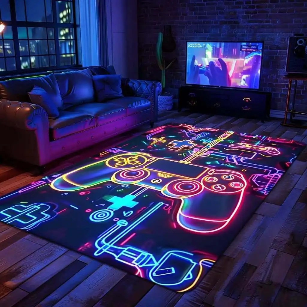 Crystal Velvet Game Controller Carpet Living Room Full Carpet Mat Gaming Room Decorative Carpet