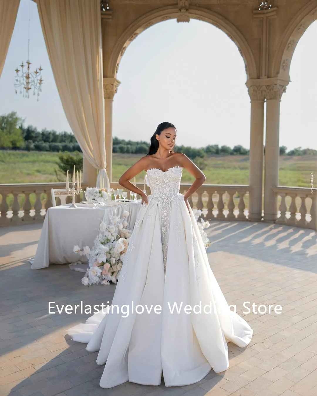 Popolare Sweethart Applique in pizzo da sposa Grown A Line Abiti da sposa Sweep Train Custom Made 2026 Vestido De Noival