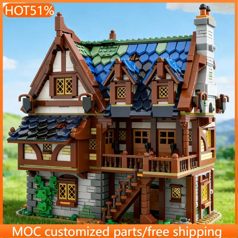 

2989 деталей Городская уличная таверна-гостиница MOC: Модульный конструктор для самостоятельной сборки, развивающая игрушка-подарок с креативным дизайном