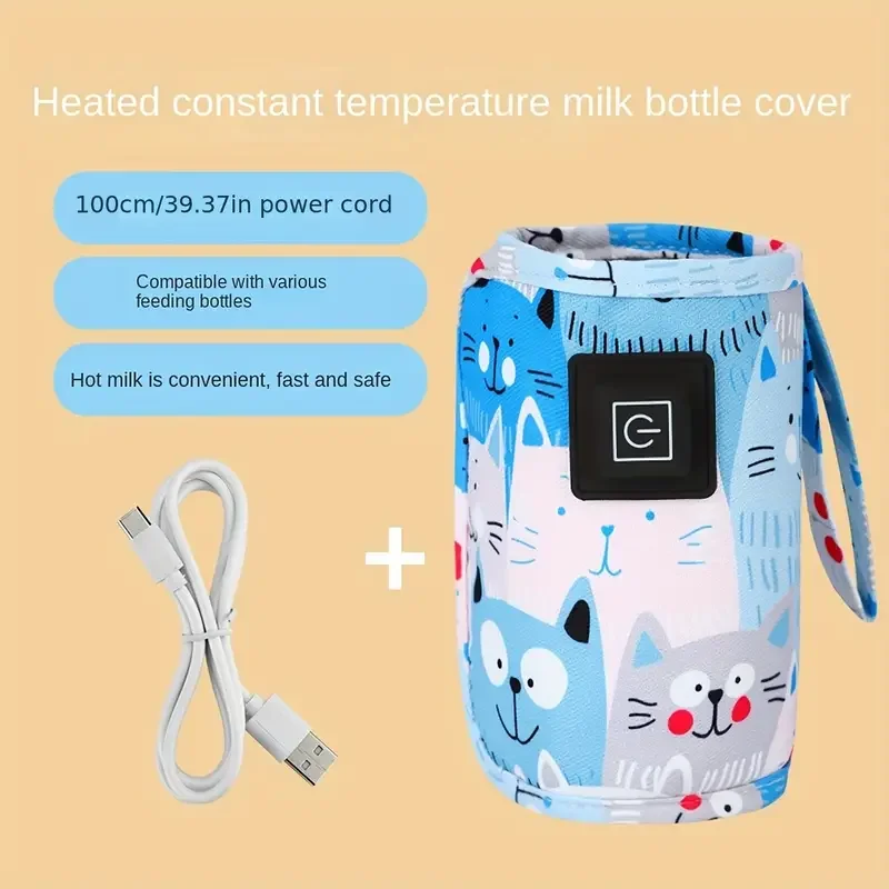 USB melkwaterverwarmer, reiswandelwagen geïsoleerde tas, zuigflesverwarmer, draagbare flesvoedingswarmer, Kerstmis, Halloween