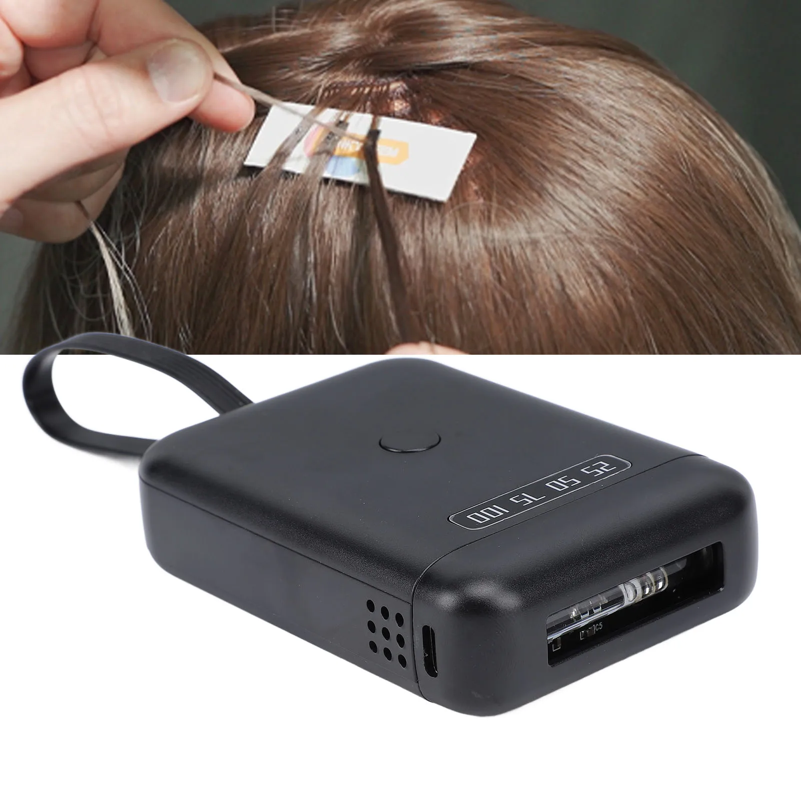 Handheld LED Curing Lamp ABS Silicone Lightweight 405nm Battery Display UV LED Hair Extension Light 18W Rechargeable for Home