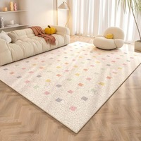 VIKAMA Ins Cream Style Living Room Bedroom Crystal Velvet Non-Slip, Dirt Resistant, Easy To Care Lightweight Carpet Home Decor