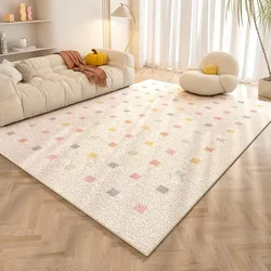 VIKAMA Ins Cream Style Living Room Bedroom Crystal Velvet Non-Slip, Dirt Resistant, Easy To Care Lightweight Carpet Home Decor