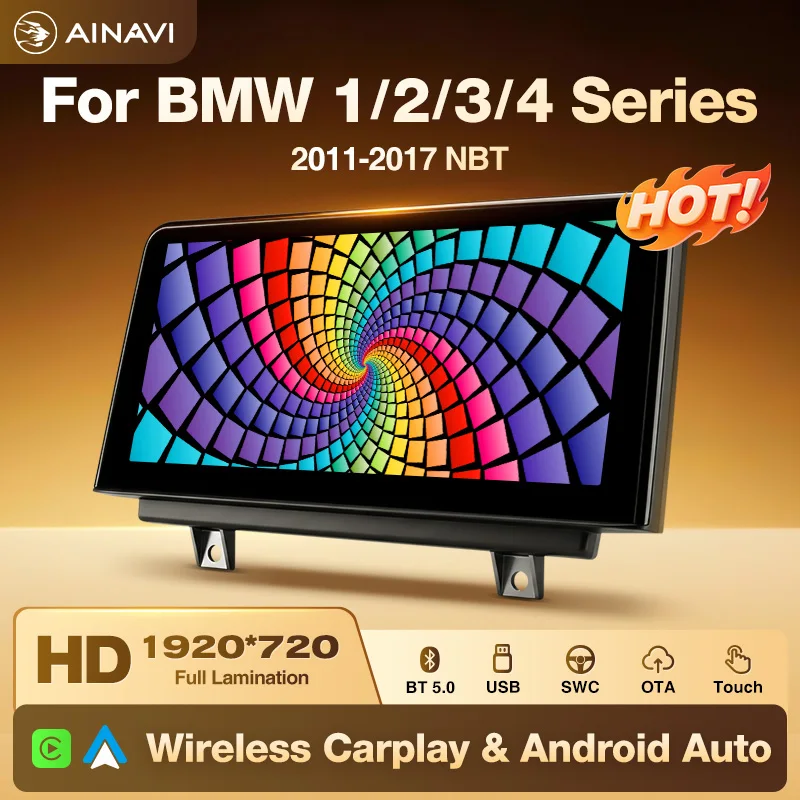 Ainavi Autoradio Für BMW 1 2 3 4 Serie F20 F21 F22 F30 F31 F33 F34 F36 NBT Drahtlose Carplay Android Auto Auto Multimedia Player