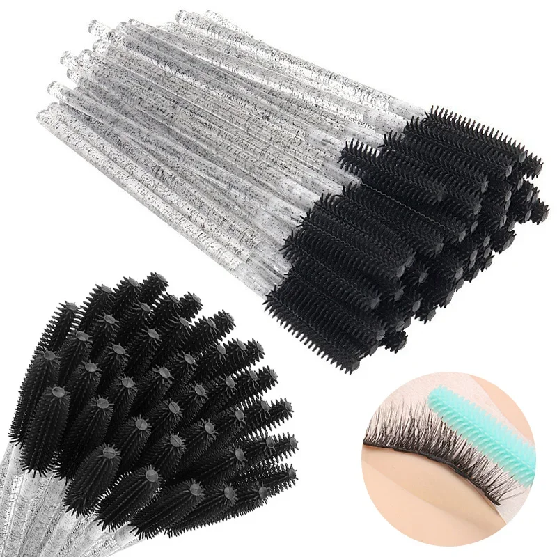 50/100 stücke Einweg Wimpern Pinsel Silikon Gel Mascara Wands Applikator Spooler Wimpern Verlängerung Kosmetik Pinsel Make-Up-Tool