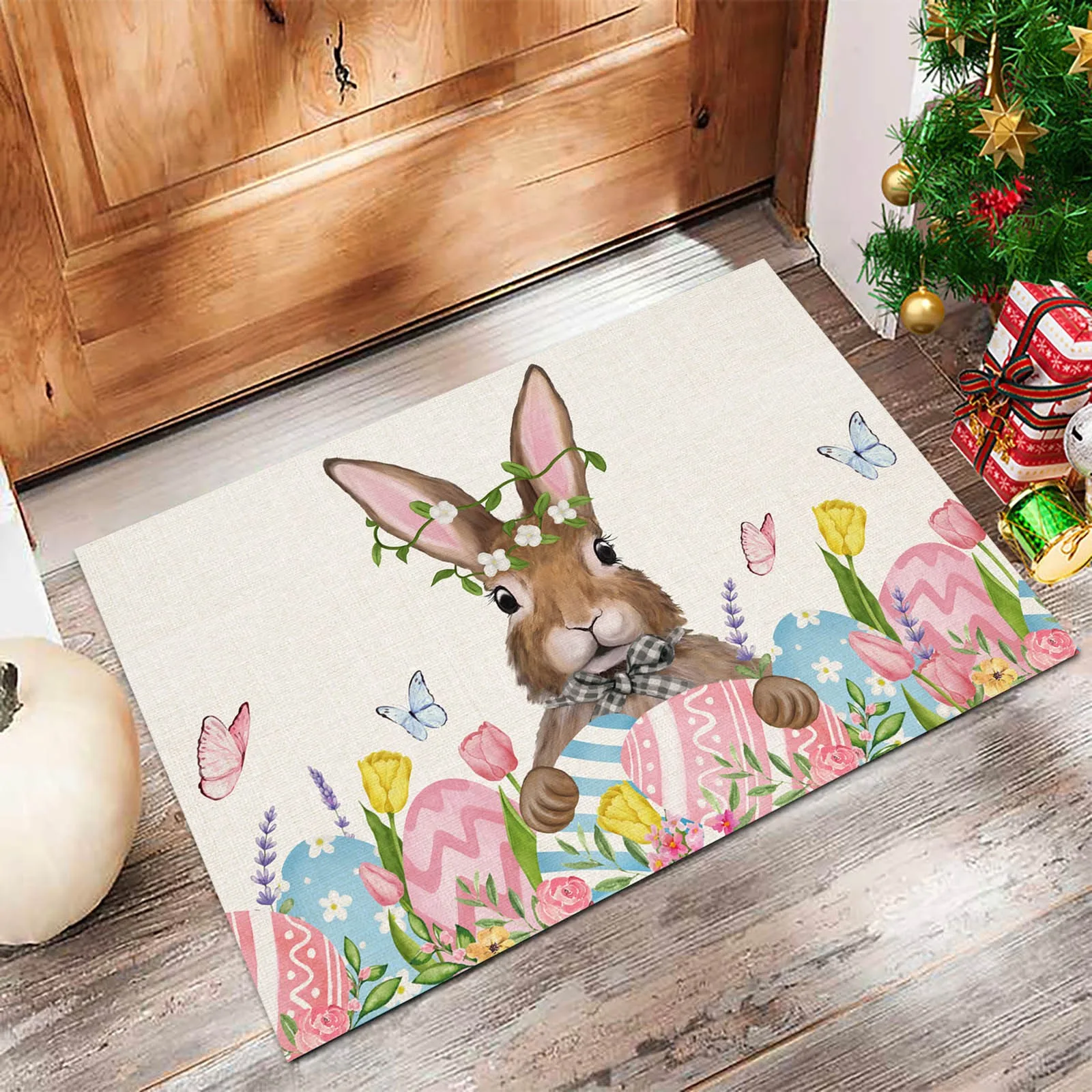 Easter Floor Mat Simple Entry Door Mat Bedroom Kitchen Floor Mat Printed Carpet Lavender Throw Blankets