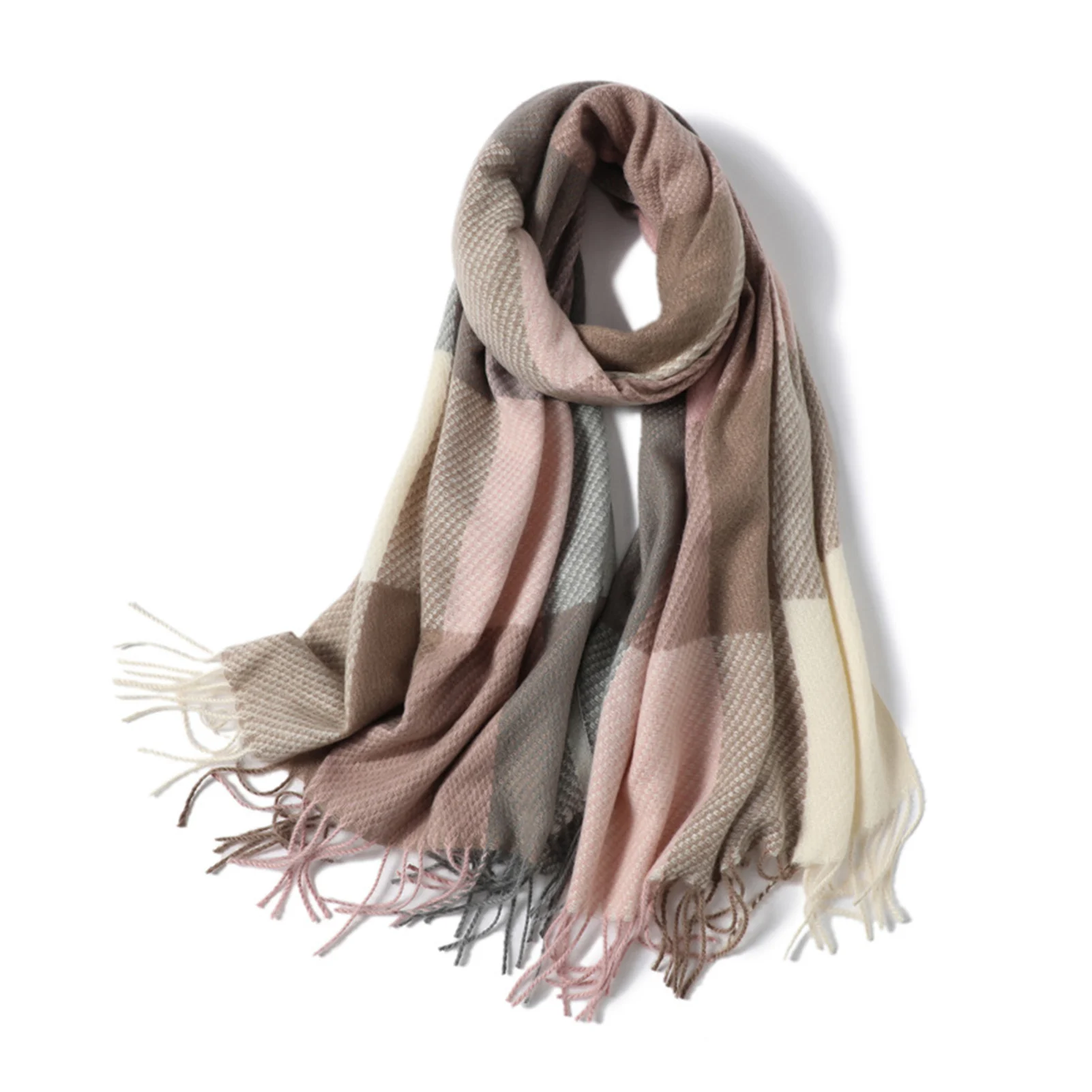 Color Blocking Casual Student Shawl Multiple Uses Shawl For Winter