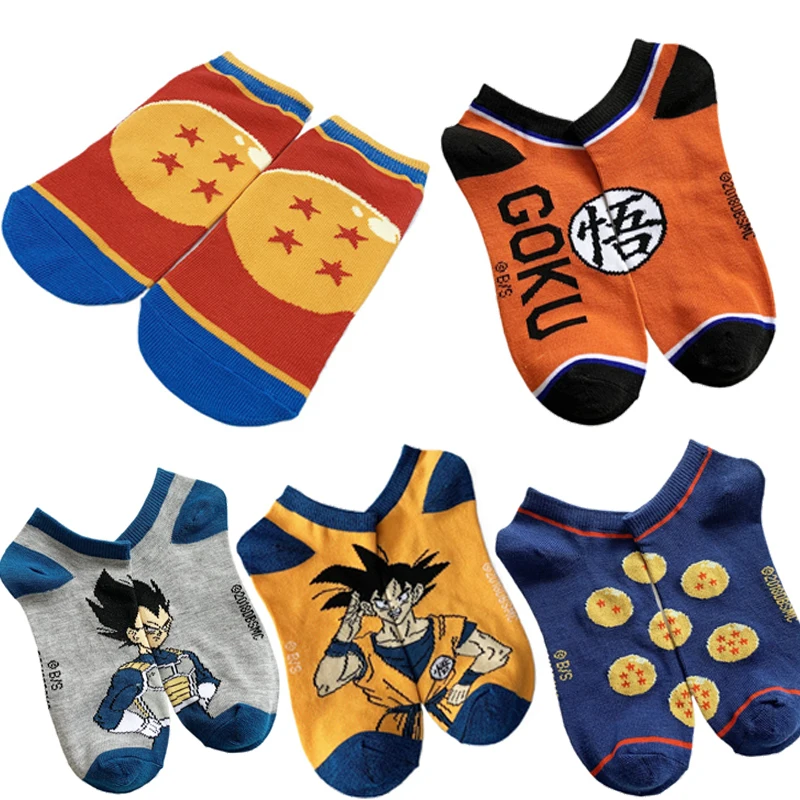 Dragon Ball Son Goku Invisible Sock Anime Men Short Socks Street Hip Hop Skateboard Ankle Socks Breathable Boat Socks Xmas Gift