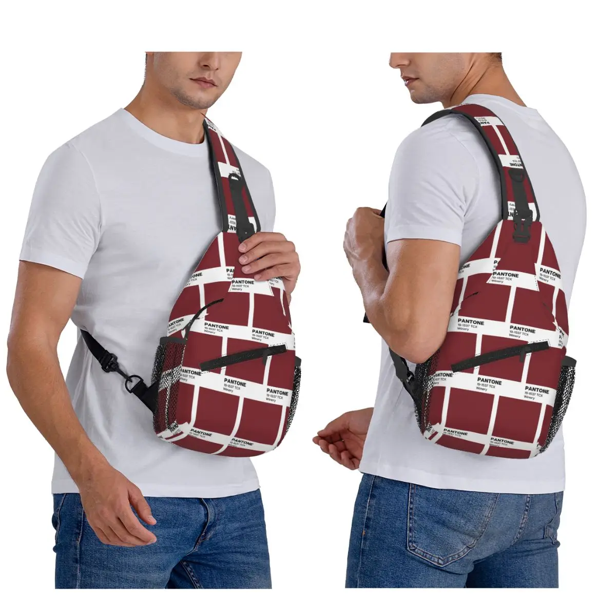 

Pantone Winery Chest Bag Men Sling Crossbody Backpack Chest Bag Travel Hiking Daypack Shoulder Bag