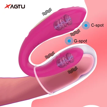 هزاز مزدوج الاختراق يمكن ارتداؤه دسار أنثى G بقعة البظر محفز التحكم عن بعد لعبة الجنس للنساء الأزواج الكبار 18