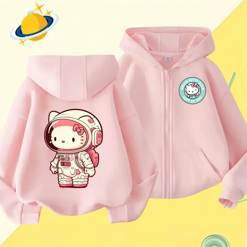 haloktiiy Cat New Pin Zipper Hoodie Girls Sweatshirt Autumn/Winter Long sleeve Harajuku Jumper Disney Pin Casual hoodie top