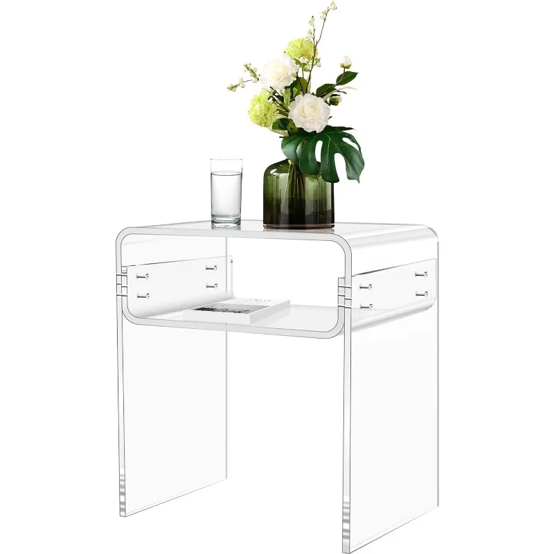 

KSacry Acrylic Side Table Nightstand End Table, Clear Acrylic Table for Living Room, 11.8" D x 15.7" W x 19.7" H