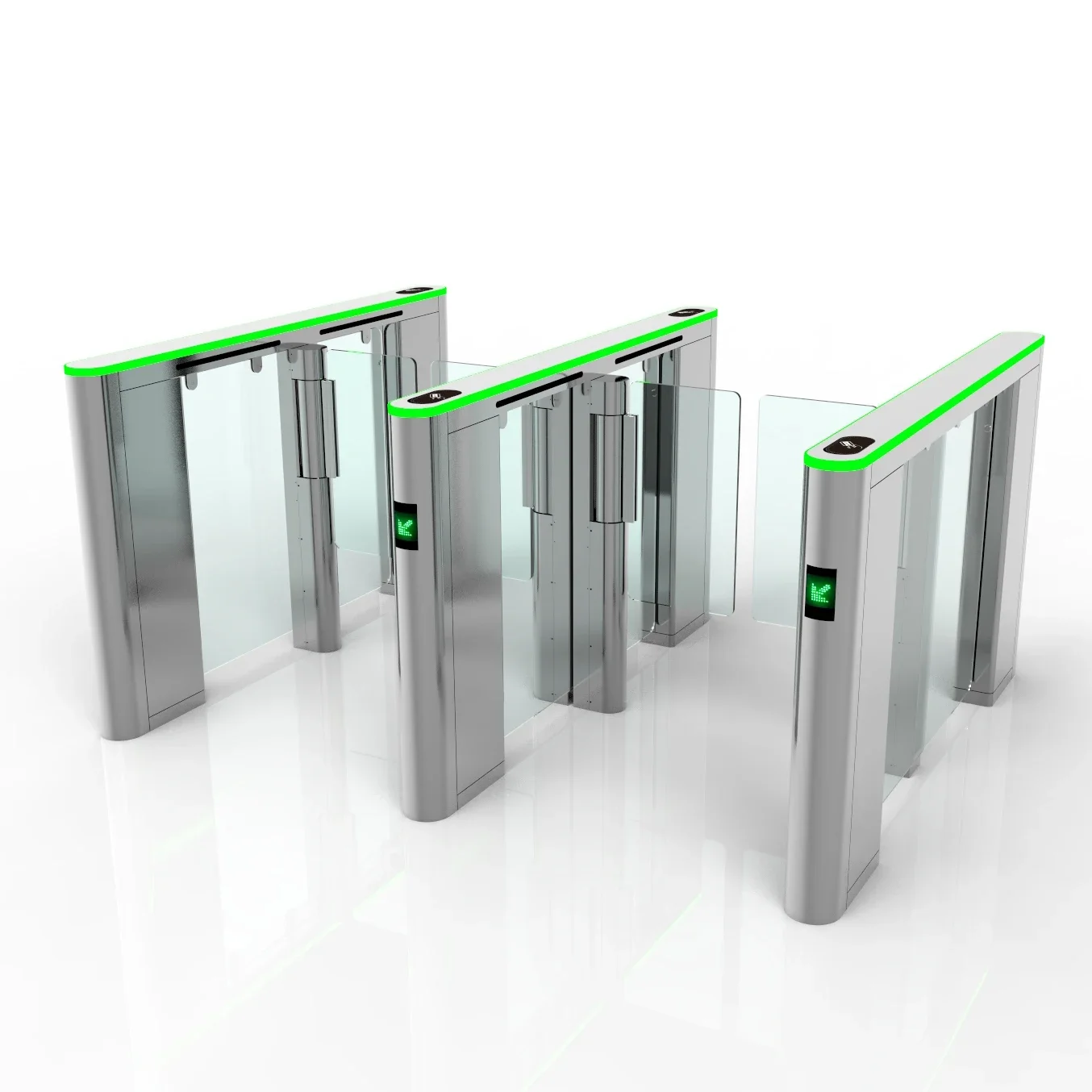 Security Access Control Management 120mm Channel with Green Circular LED Traffic Light Swing Gate Speed Gate Turnstile