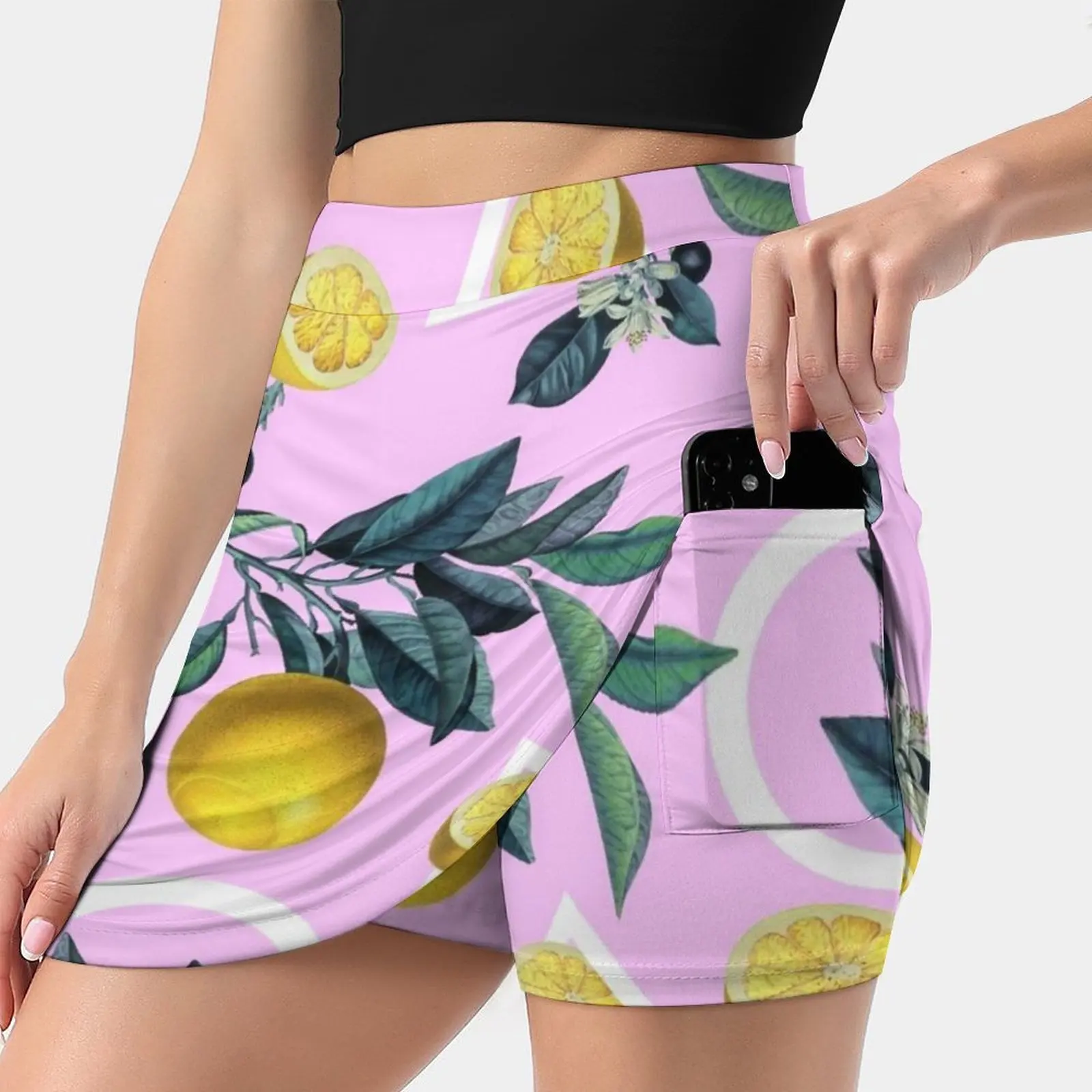 

Geometric And Lemon Pattern Women's skirt With Hide Pocket Tennis Skirt Golf Skirts Badminton Skirts Running skirts Geometric