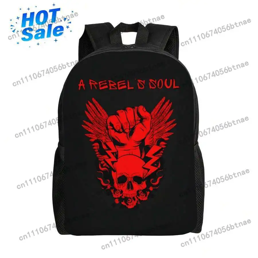 A Stylish Backpack Featuring A Rock And Roll A Rebel'S Soul Design, Perfect For Travel, Commuting, And Casual Outings, Designed