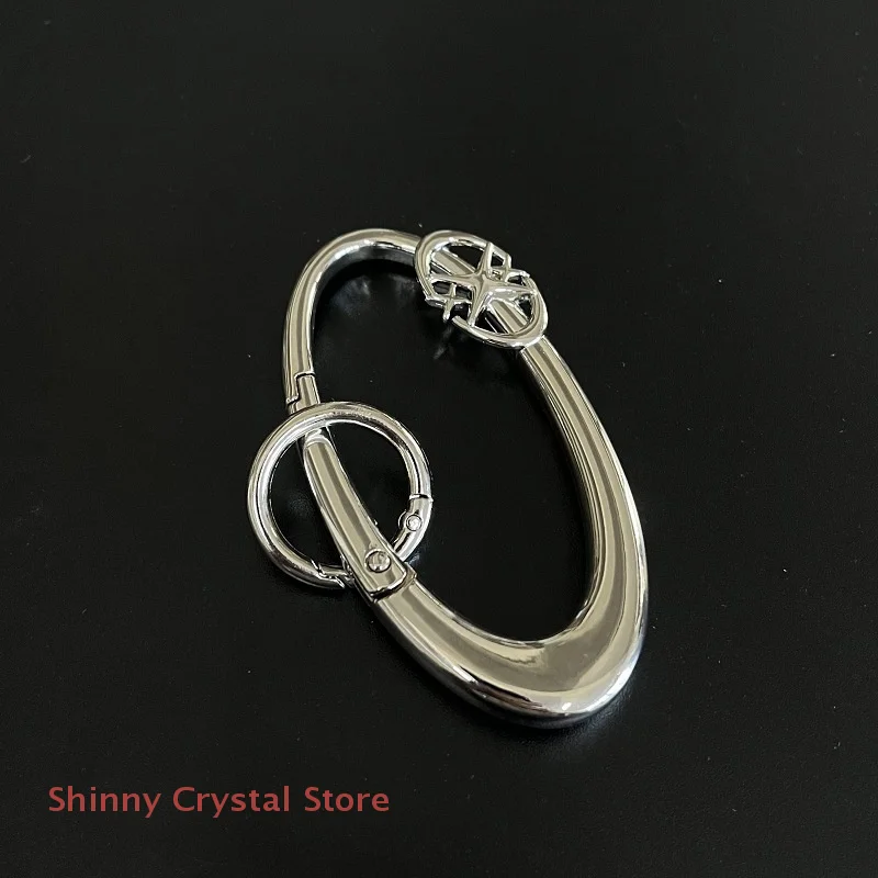 Y2K Punk Star Oval Metal Carabiner Keychain Mountaineering Car Key Ring Gothic Backpack Waist Hanging Decor