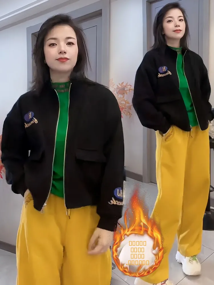 

Модная женская утепленная куртка из хлопка с флисовой подкладкой, длинными рукавами, теплая верхняя одежда, повседневное свободное зимнее пальто