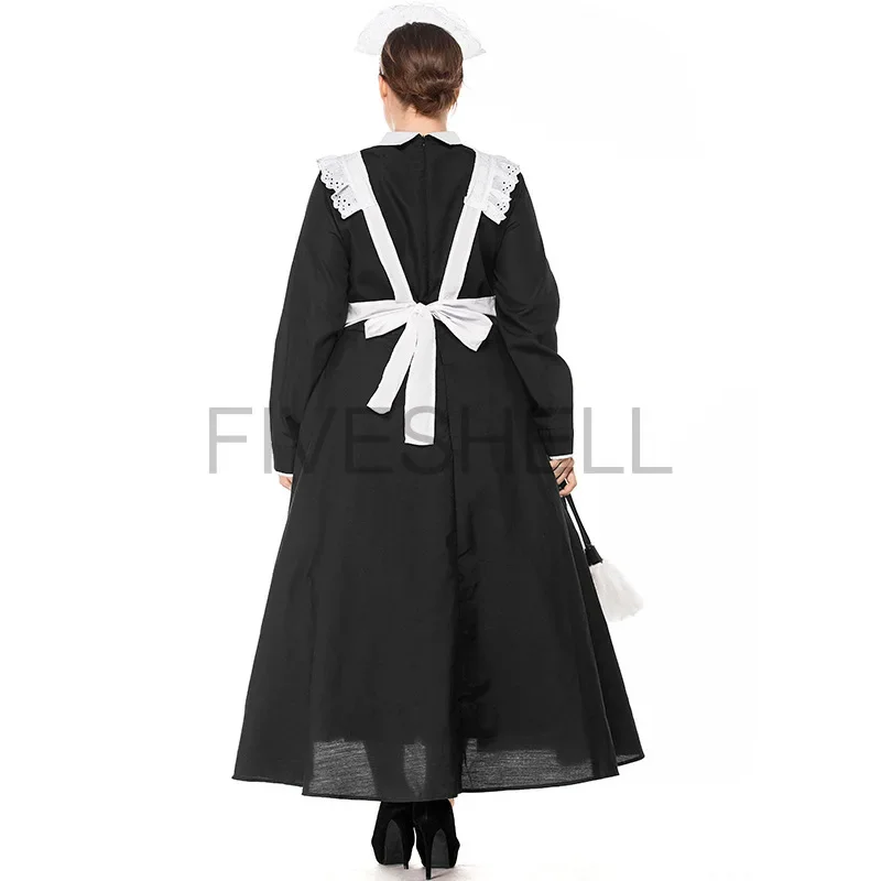 2025 Halloween New Women Vintage French Maid Long Lolita Dress Costume Cosplay Stage Fancy Dress Plus Size House Keeper Costume