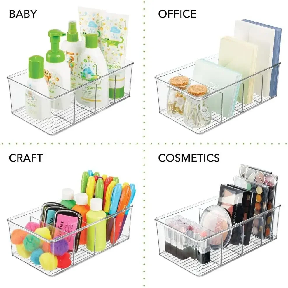 4 Grids Refrigerator Organizer Bins Soda Can Beverage Transparent Fridge Kitchen Container Cabinets Holder Fresh Storage Box