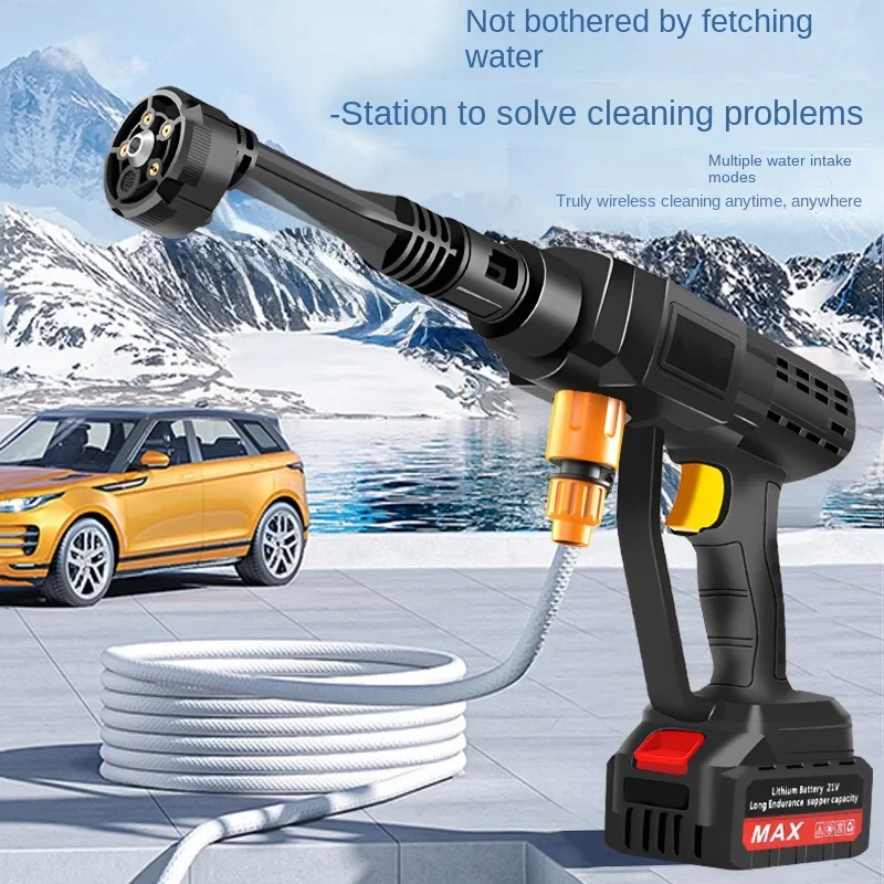 Stable Wireless Lithium Battery Cleaning Machine, High-voltage Household Car Wash Water Gun, Portable And Rechargeable Car Wash