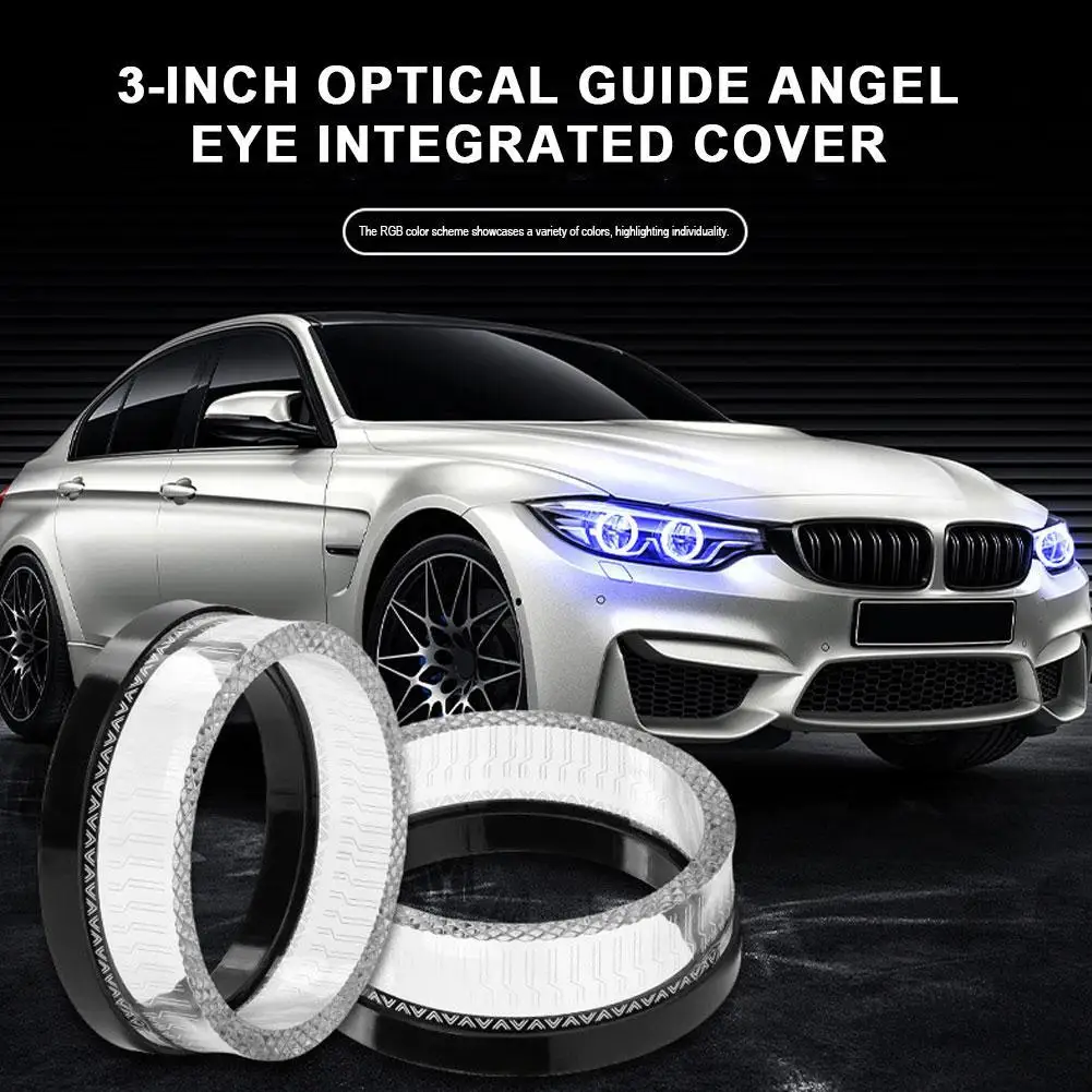 3-calowe 5D Symphony LED Angel Eyes Reflektory RGB LED Halo Światła Dziennego DRL z Kontrolą Światła, Sygnałem Kierunkowskazu i Sterowaniem przez Aplikację K6P3