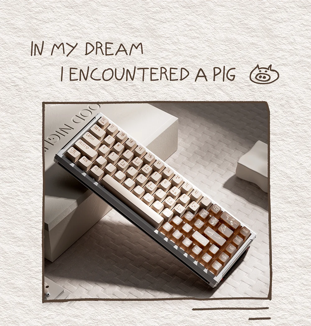 MAIMOOO Goodnight Cocoa Keycaps Translucent Retro White Chocolate For Keyboard Keycaps 131keys