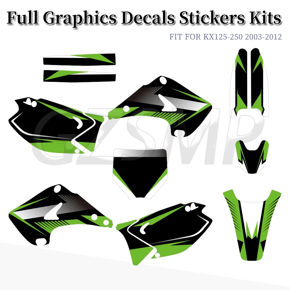 Motorcycle Graphics Decal Stickers Kits Fit for KAWASAKI KX125-250 2003-2012 Motorbike Background Decor Stickers Set