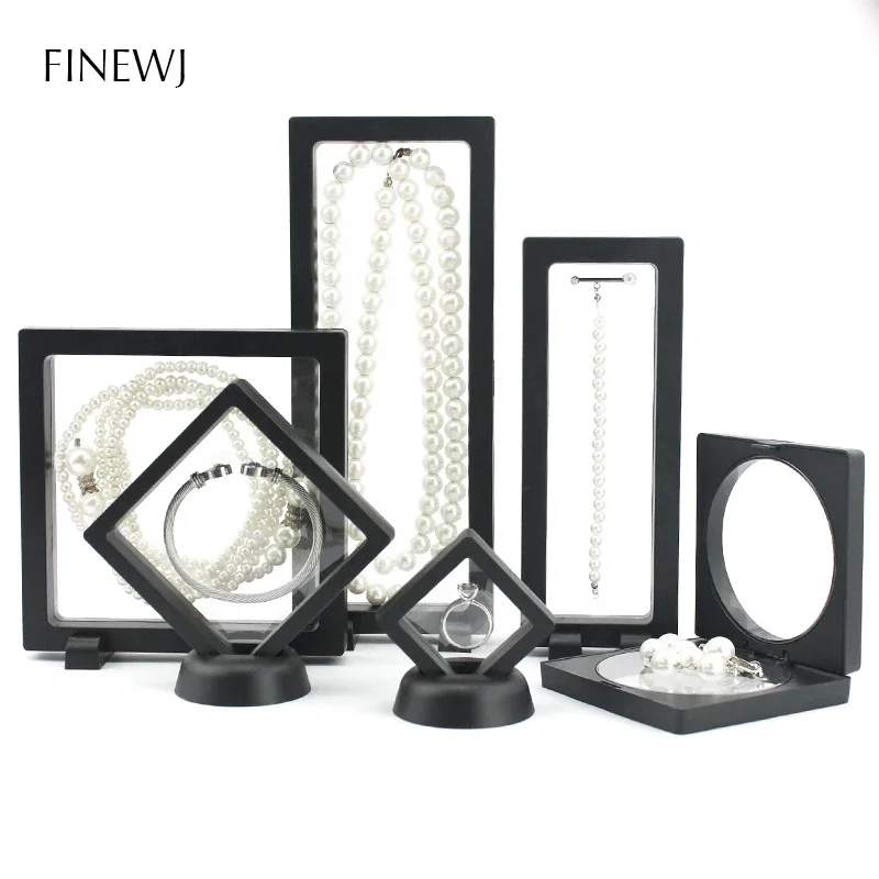 10 pc /lot Black or White Border Transparent PE Film Display Hanging Packaging Box Jewelry Ring Necklace Trinket Storage Box